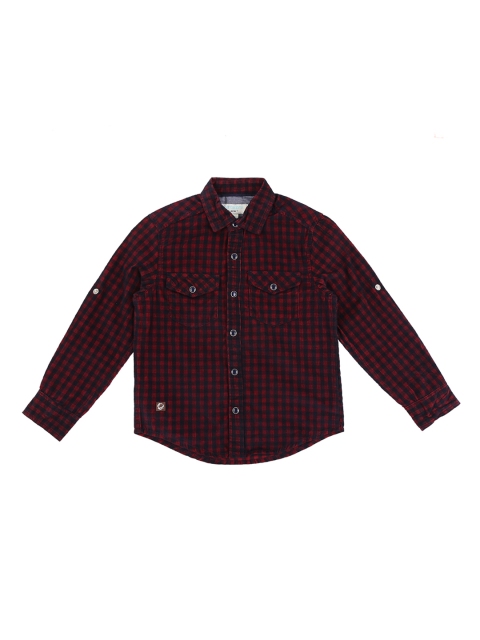 

Pantaloons Junior Boys Red & Black Regular Fit Checked Casual Shirt