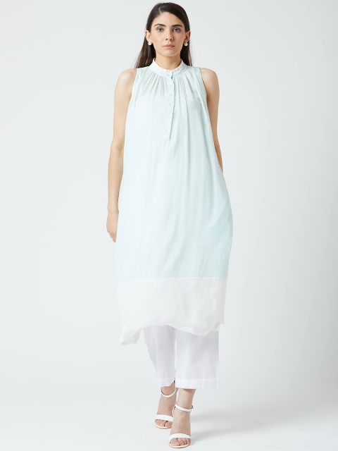 

Pernia Pop-Up Shop by Doodlage Women Blue & White Solid Kurta with Trousers