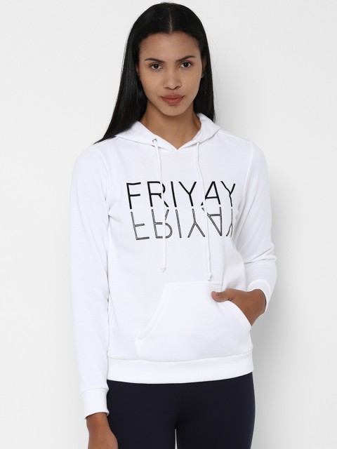 

Allen Solly Woman White Printed Hooded Sweatshirt