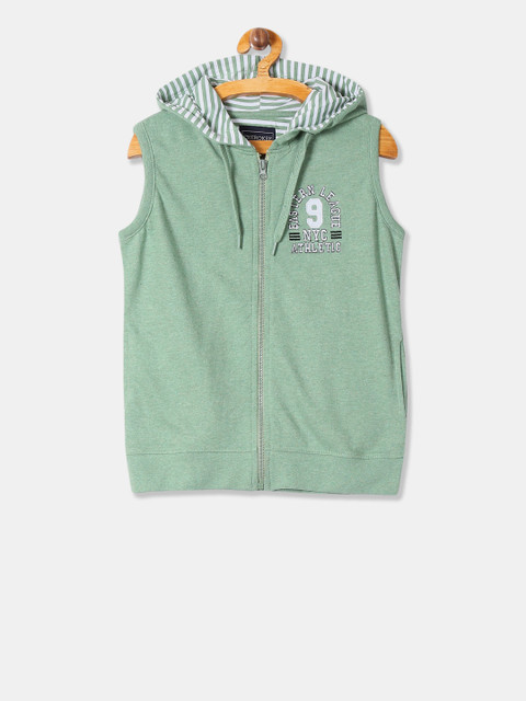 

Cherokee Boys Green Solid Hooded Sweatshirt
