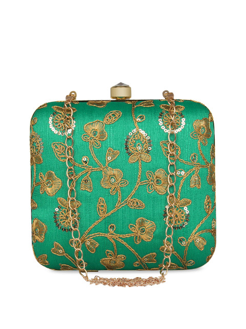 

Anekaant Green Embroidered Clutch