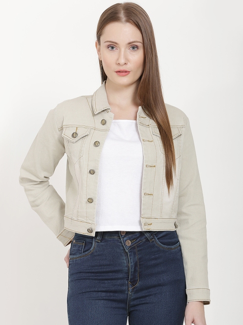 

Nifty Women Solid Denim Denim Jacket, Beige