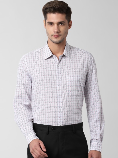 

Peter England Men White Slim Fit Checked Formal Shirt