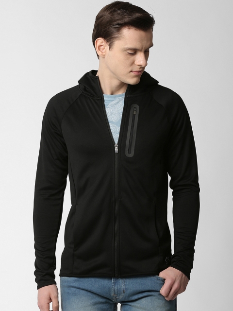 

Peter England Men Black Solid Hooded Sweatshirt