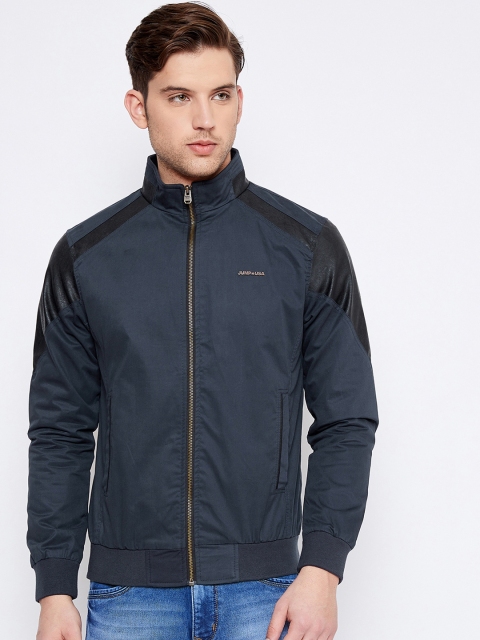 

JUMP USA Men Navy Blue Colourblocked Windcheater Bomber Jacket