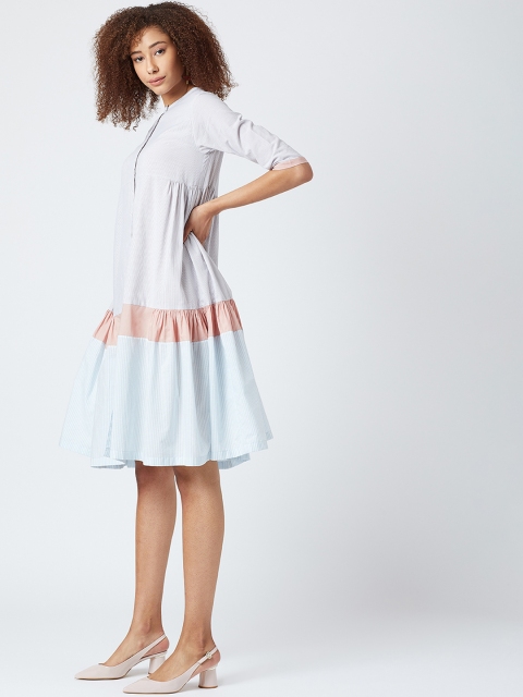 

Pernia Pop-Up Shop By DOODLAGE Women White Striped A-Line Dress