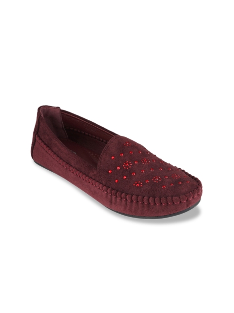 

pelle albero Women Maroon Embellished Loafers