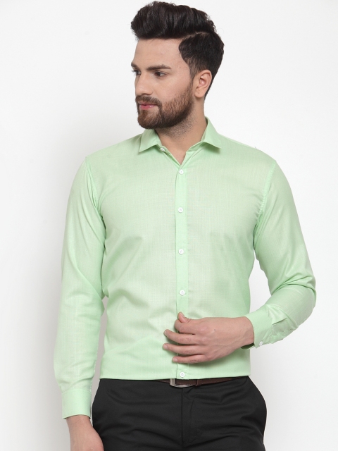 

JAINISH Men Green Classic Slim Fit Solid Formal Shirt