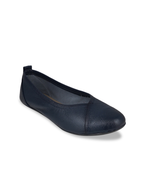 

pelle albero Women Navy Blue Textured Leather Ballerinas