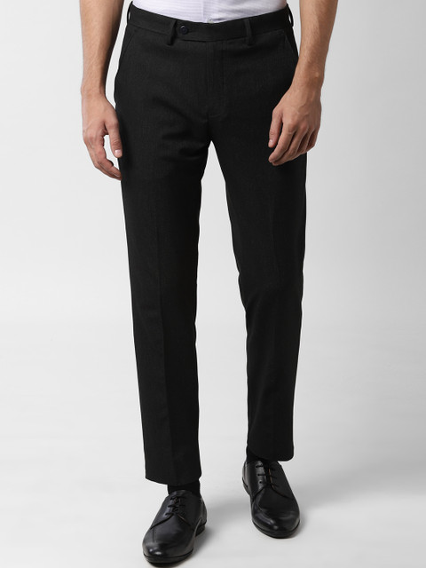 

Peter England Men Black Slim Fit Solid Formal Trousers