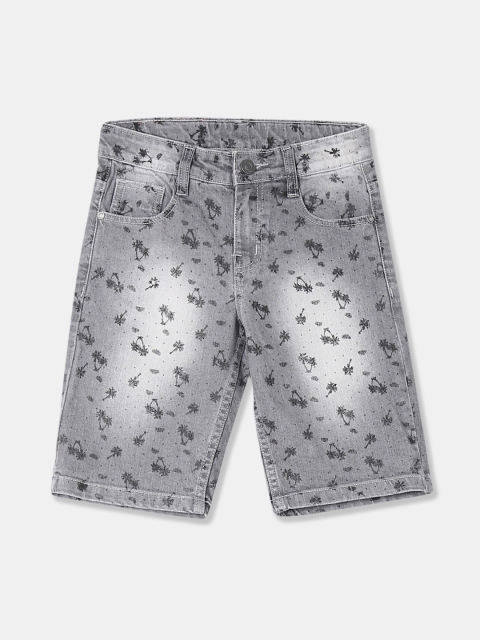 

Cherokee Boys Grey Printed Slim Fit Denim Shorts