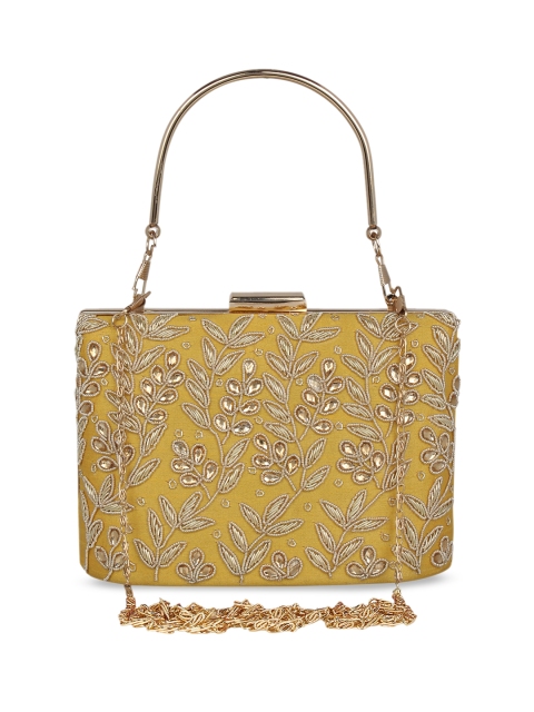 

Anekaant Yellow Embellished Clutch