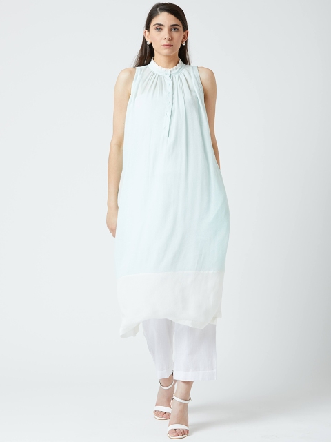 

Pernia Pop-Up Shop by Doodlage Women Blue & White Solid Kurta with Trousers