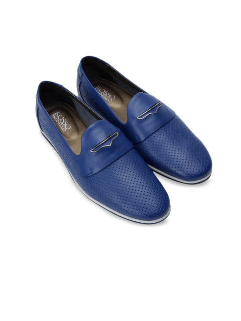 

ROSSO BRUNELLO Men Blue Textured Leather Formal Loafers