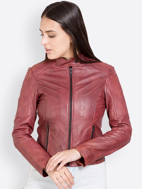 

Justanned Women Brown Solid Leather Jacket