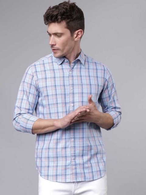 

HIGHLANDER Men Blue Slim Fit Checked Casual Shirt