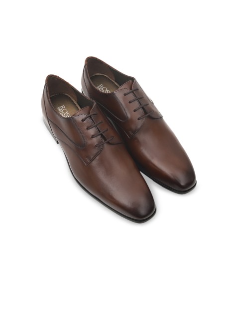 

ROSSO BRUNELLO Men Brown Solid Leather Formal Derbys