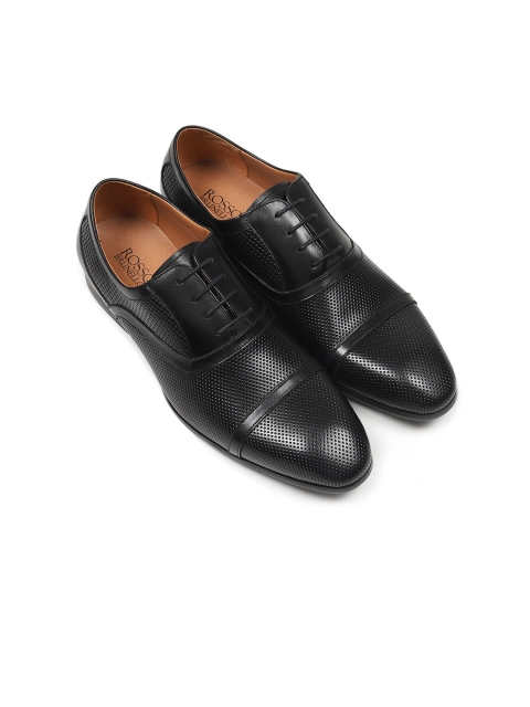 

ROSSO BRUNELLO Men Black Textured Leather Formal Oxfords
