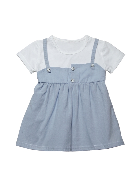 

J Style Girls Blue Colourblocked Fit and Flare Dress