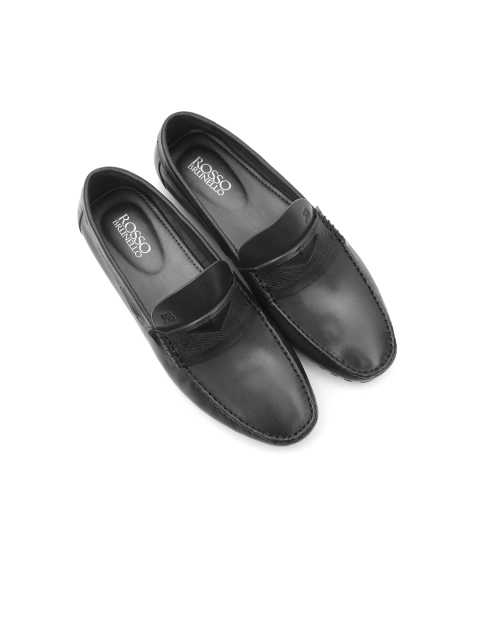 

ROSSO BRUNELLO Men Black Solid Leather Formal Loafers