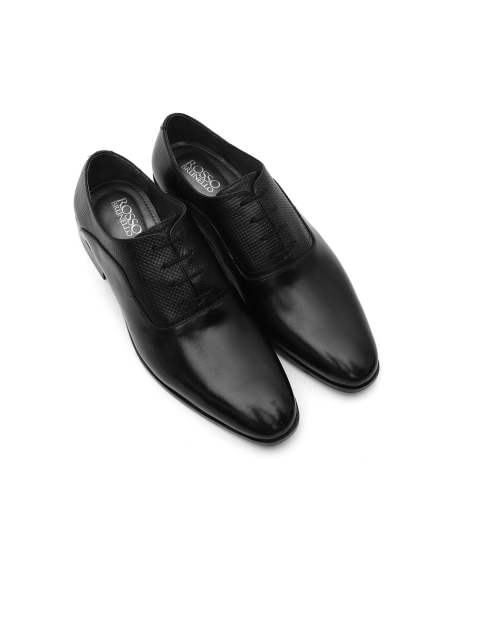 

ROSSO BRUNELLO Men Black Textured Leather Formal Oxfords