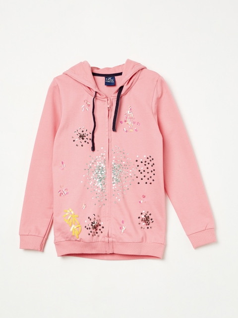 

Fame Forever by Lifestyle Girls Peach-Coloured Embellished Hooded Sweatshirt