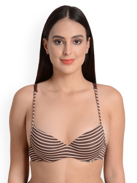 

mod & shy Brown & Beige Striped Underwired Lightly Padded T-shirt Bra MS135