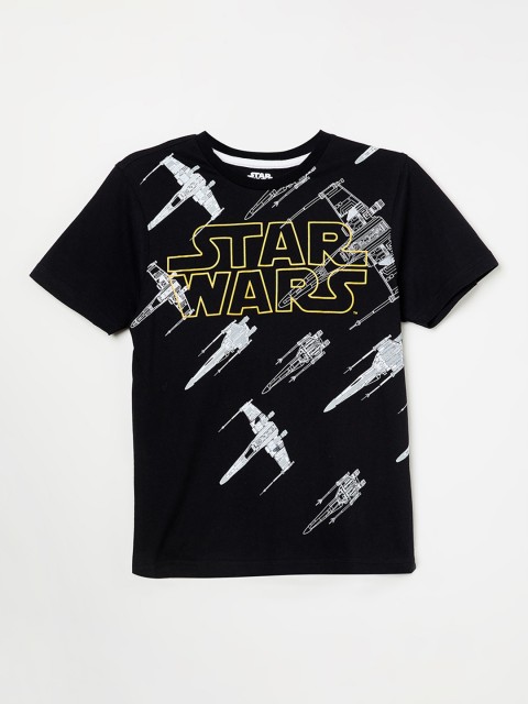 

Fame Forever by Lifestyle Boys Black Star Wars Printed Round Neck T-shirt