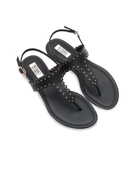 

ROSSO BRUNELLO Women Black Embellished Open Toe Flats