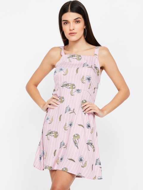 

Ginger by Lifestyle Women Pink Printed Fit and Flare Dress