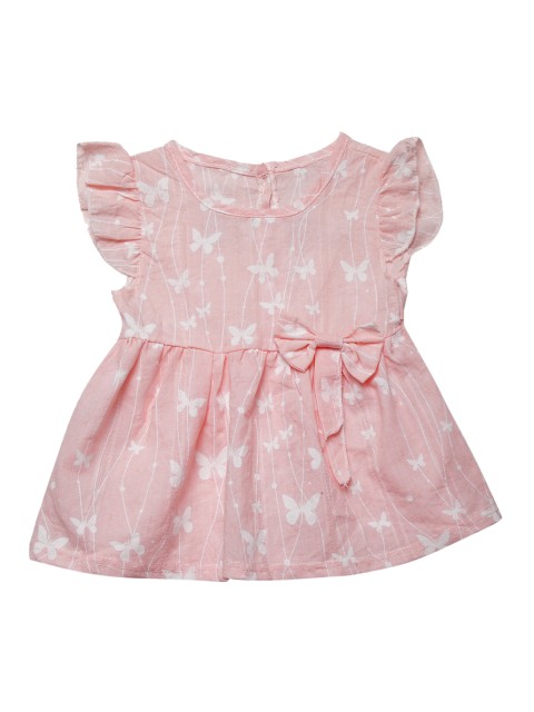 

J Style Girls Pink Butterfly Printed Fit and Flare Dress