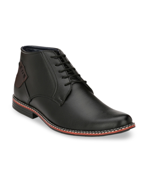 

John Karsun Men Black Solid High-Top Formal Derbys