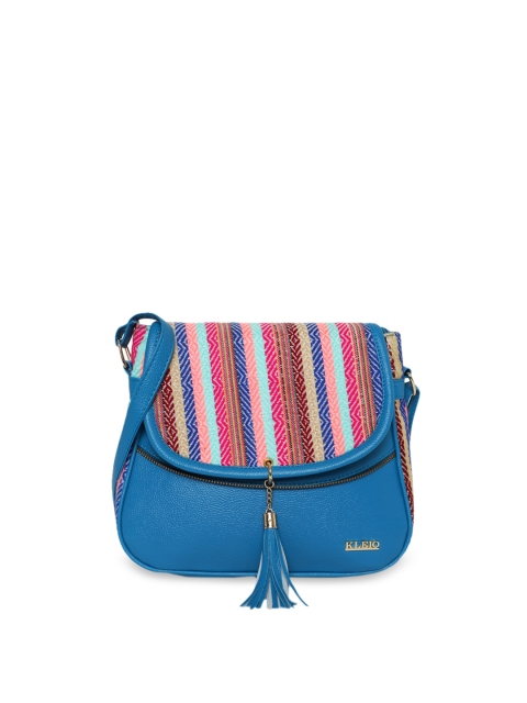 

KLEIO Turquoise Blue & Pink Self Design Sling Bag