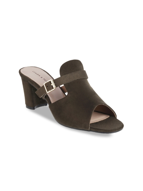 

LEMON & PEPPER Women Olive Green Solid Mules