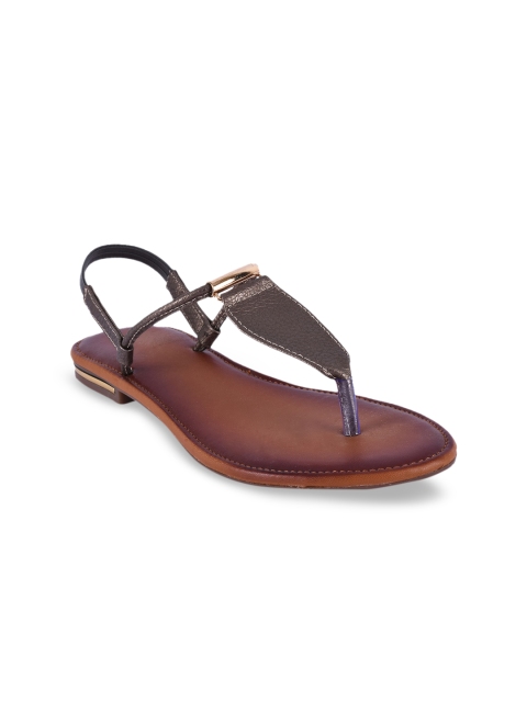 

BuckleUp Women Brown Solid Open Toe Flats