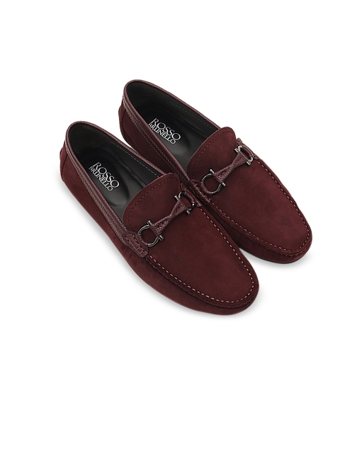 

ROSSO BRUNELLO Men Burgundy Solid Formal Loafers