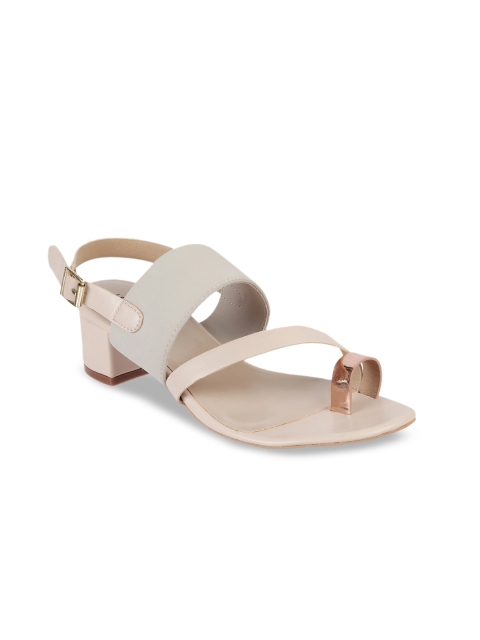

LEMON & PEPPER Women Peach-Coloured & Grey Solid Block Heels