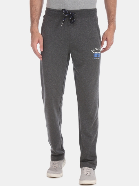 

U.S. Polo Assn. Men Charcoal Grey Solid Knitted Track Pants