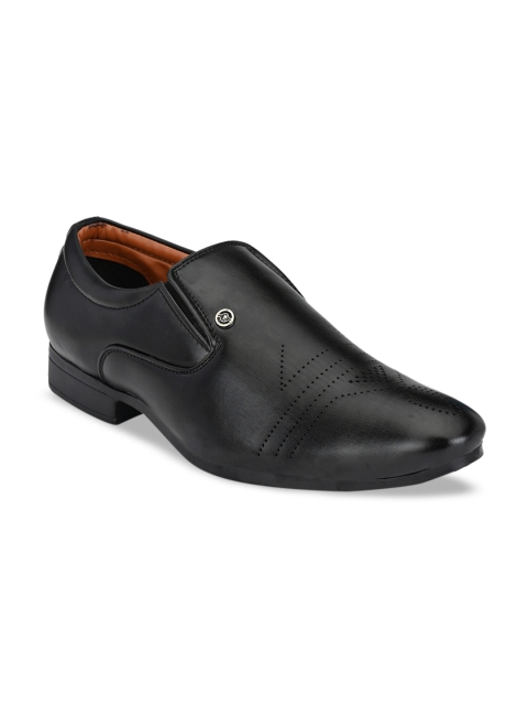 

John Karsun Men Black Solid Formal Slip-On Shoes