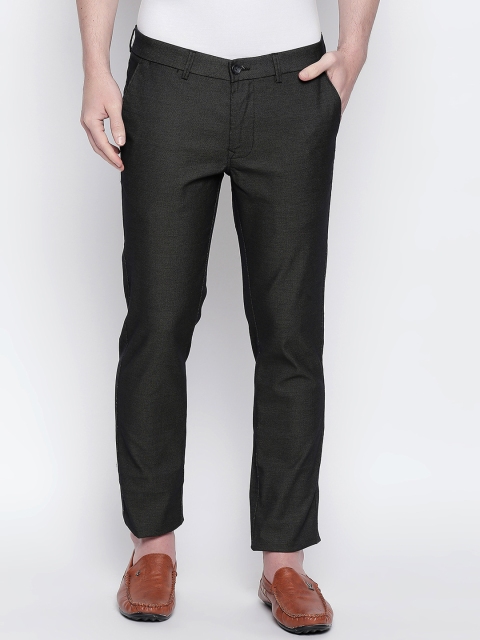 

Basics Men Black Tapered Fit Self Design Regular Trousers