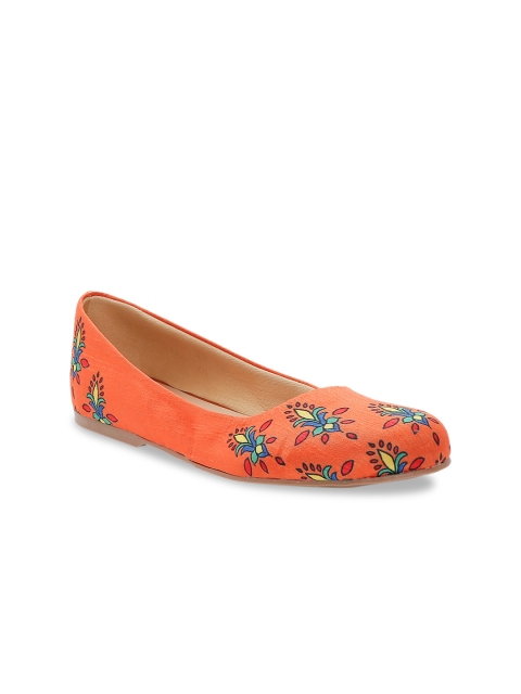 

Kanvas Women Orange & Blue Printed Canvas Ballerinas
