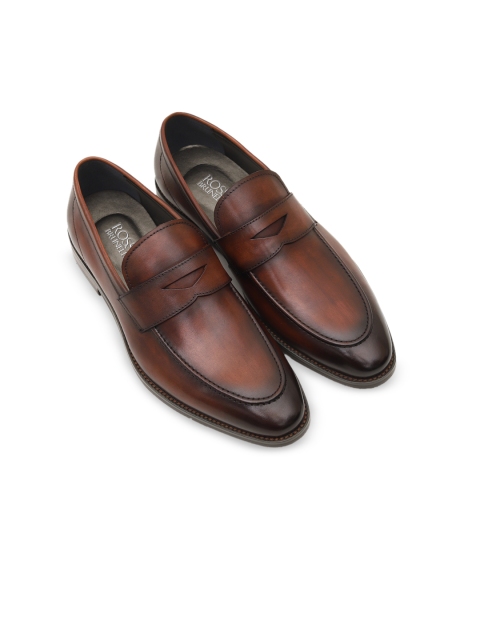 

ROSSO BRUNELLO Men Brown Solid Italian Leather Formal Loafers