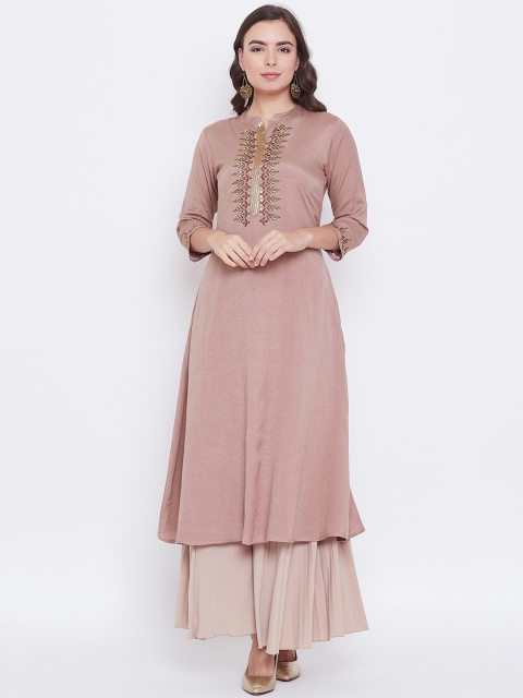

Prakhya Women Brown Yoke Design A-Line Kurta