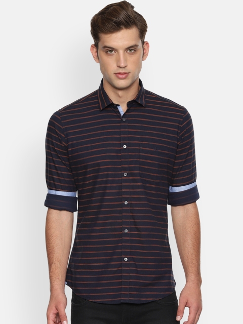 

Van Heusen Sport Men Navy Blue & Orange Slim Fit Striped Casual Shirt