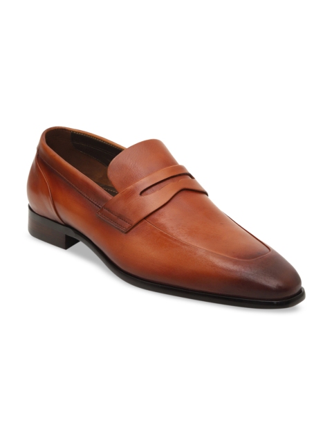 

ROSSO BRUNELLO Men Tan Brown Solid Leather Formal Loafers