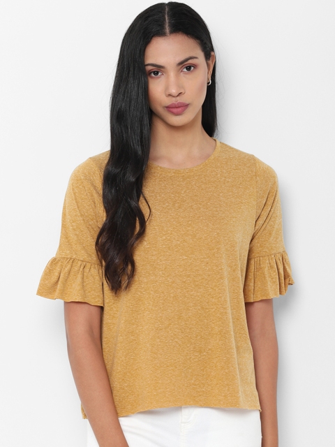 

People Women Mustard Yellow Solid A-Line Top