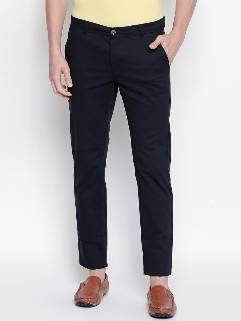 

Basics Men Navy Blue Tapered Fit Solid Regular Trousers