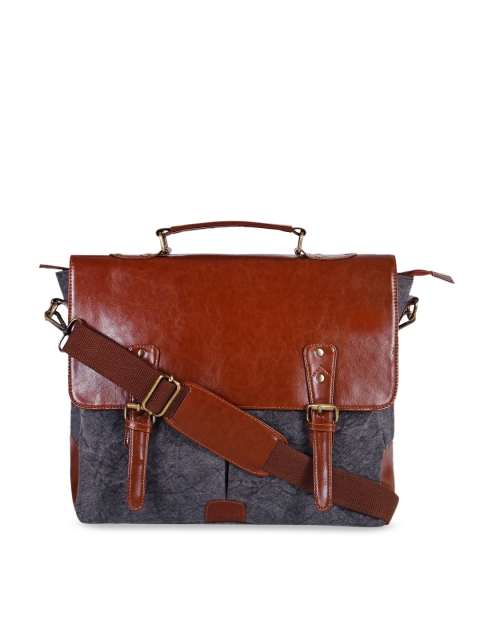 

Lychee bags Men Grey & Brown Solid Laptop Bag