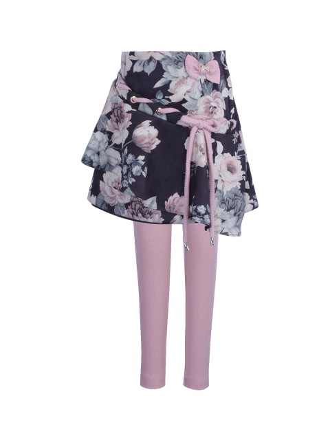 

CUTECUMBER Girls Navy Blue & Pink Printed Assymetric Skirt