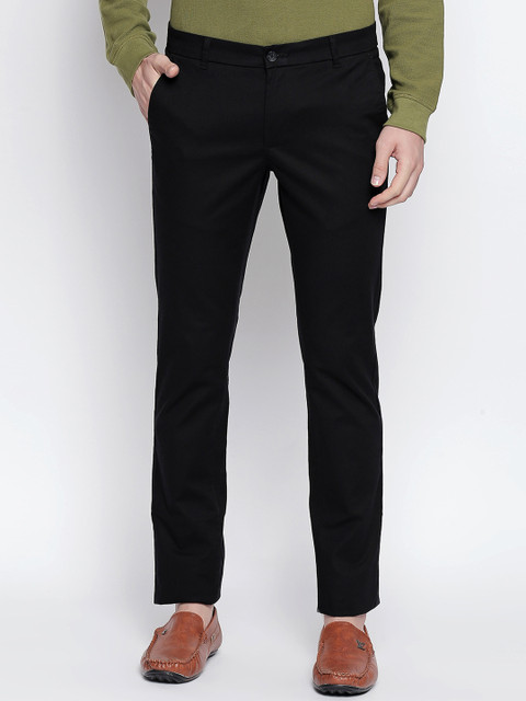 

Basics Men Black Tapered Fit Solid Regular Trousers